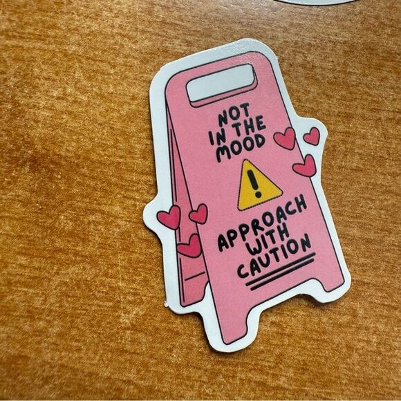 Playful Pink Caution Sticker - Picture 1 of 1